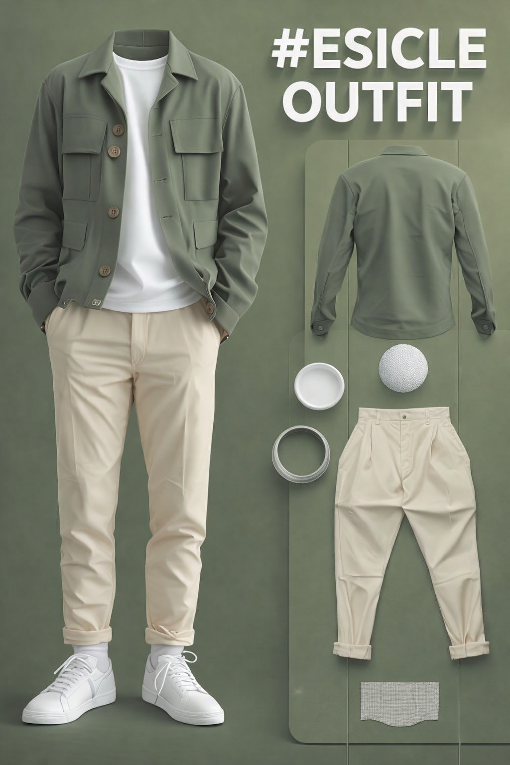 Minimal Olive & Beige Men’s Outfit: A Timeless Casual Look for Modern Men